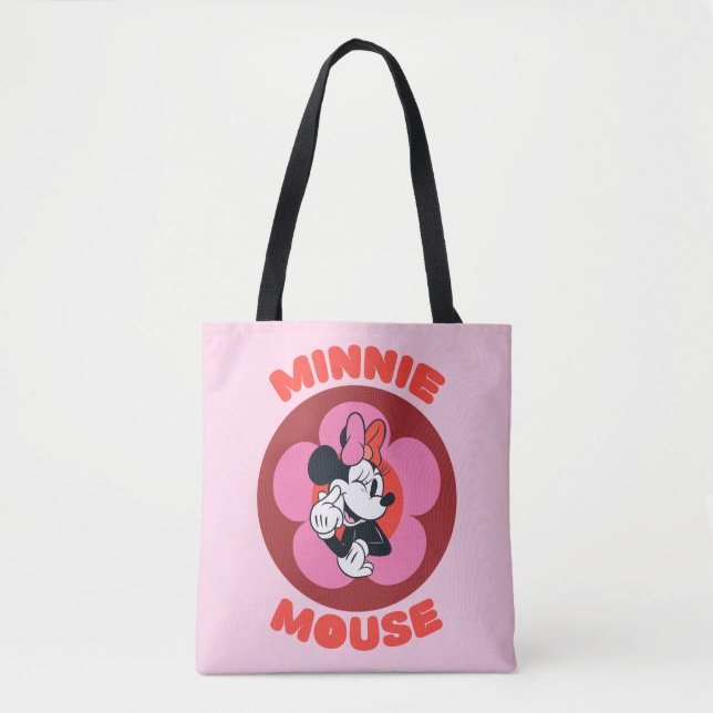 Classic Minnie Mouse Retro Badge Tote Bag (Front)