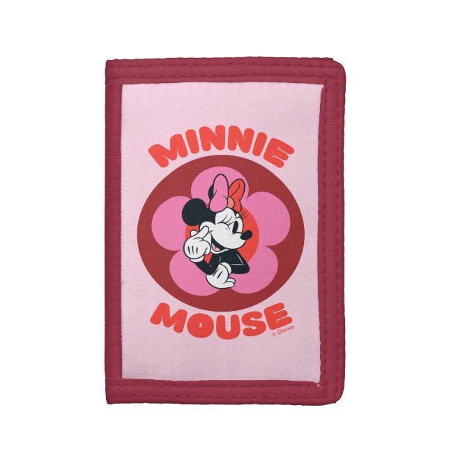 Classic Minnie Mouse Retro Badge Trifold Wallet (Front Vertical)