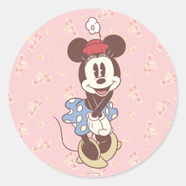 Classic Minnie Mouse Round Sticker (Front)
