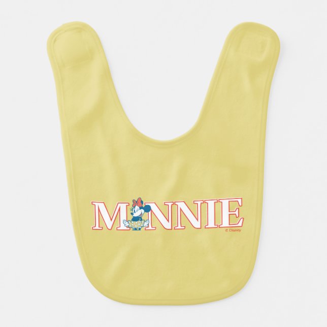 Classic Minnie Name Banner Baby Bib (Front)