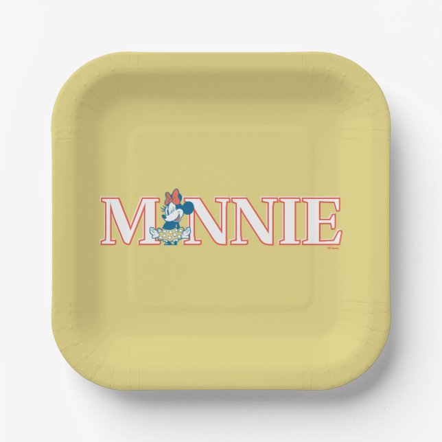 Classic Minnie Name Banner Paper Plates (Front)