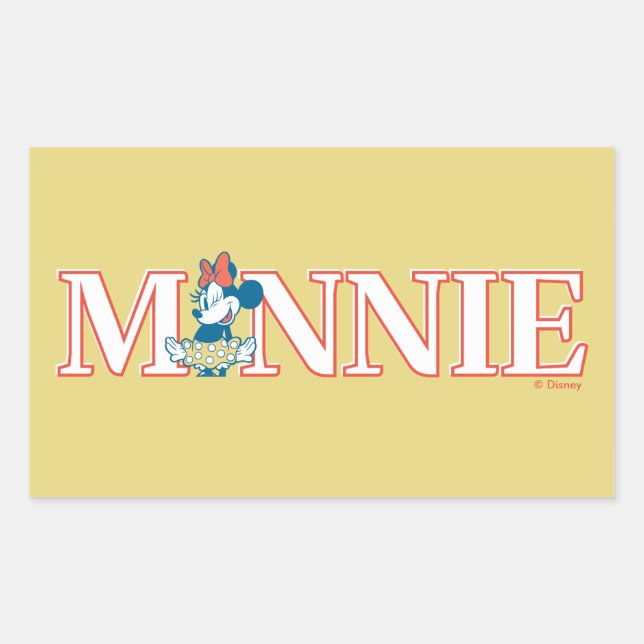 Classic Minnie Name Banner Rectangular Sticker (Front)