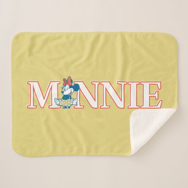 Classic Minnie Name Banner Sherpa Blanket (Front (Horizontal))