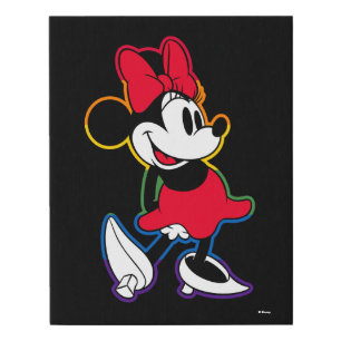Classic Minnie Rainbow Outline Faux Canvas Print