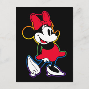 Classic Minnie Rainbow Outline Postcard