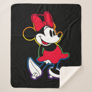 Classic Minnie Rainbow Outline Sherpa Blanket