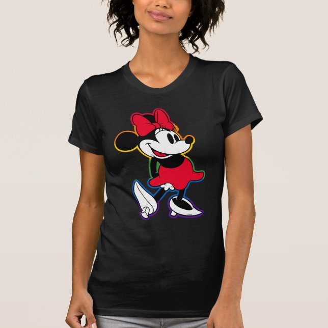 Classic Minnie Rainbow Outline T-Shirt (Front)