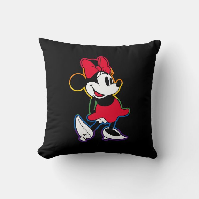 Classic Minnie Rainbow Outline Throw Pillow (Front)