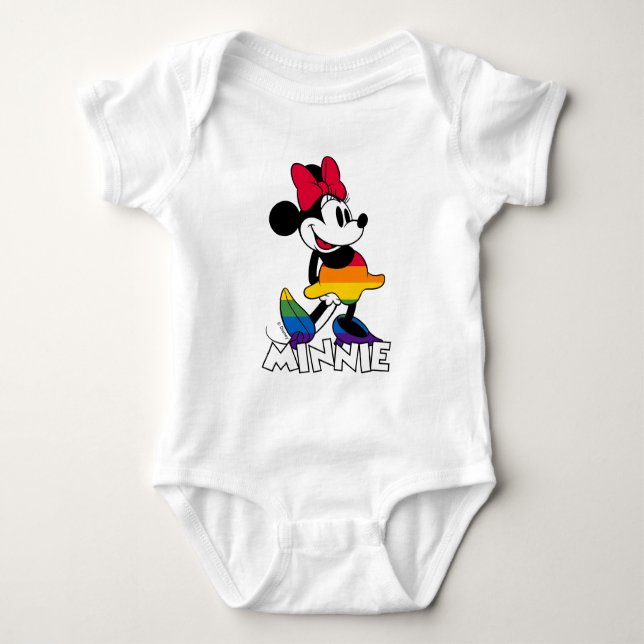 Classic Minnie Rainbow Stripes Baby Bodysuit (Front)