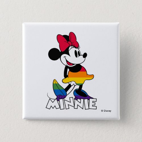 Classic Minnie Rainbow Stripes Button