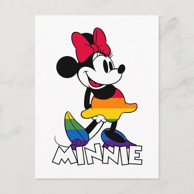 Classic Minnie Rainbow Stripes Postcard (Front)