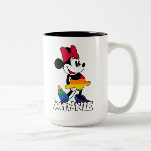 Classic Minnie Rainbow Stripes Two_Tone Coffee Mug