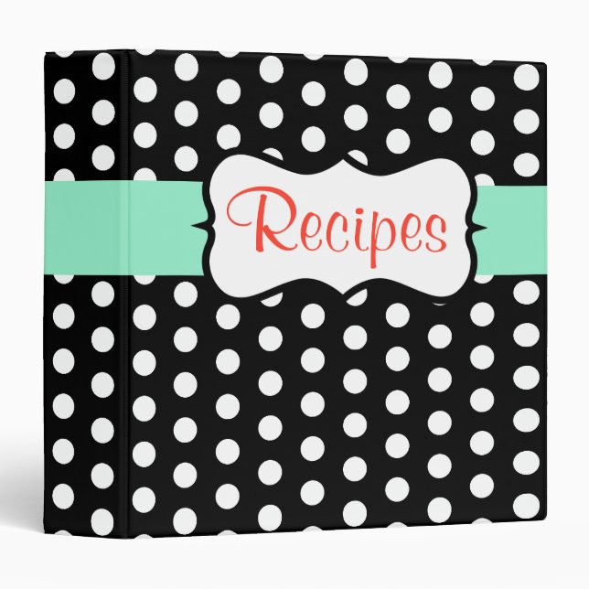 Classic Mint Black Recipe Binder (Front/Spine)
