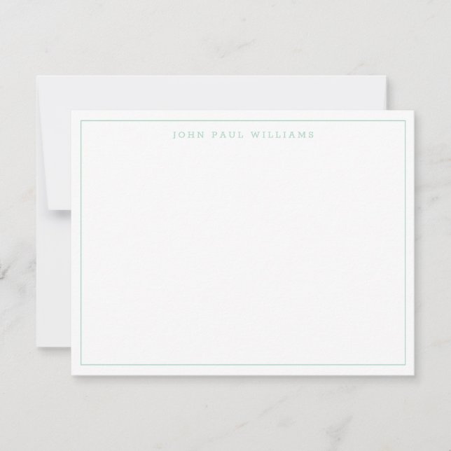 Classic Mint Green Modern Professional Thin Border Note Card (Front)