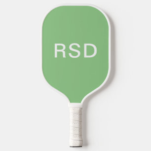Classic Mint Green White Monogram Initials Pickleball Paddle