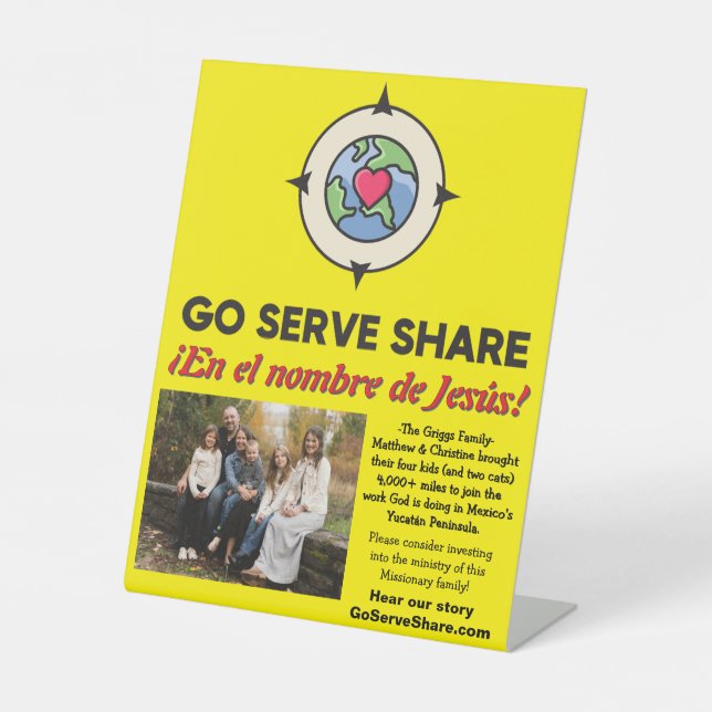 Classic Missionary Support Tabletop Sign (Front)