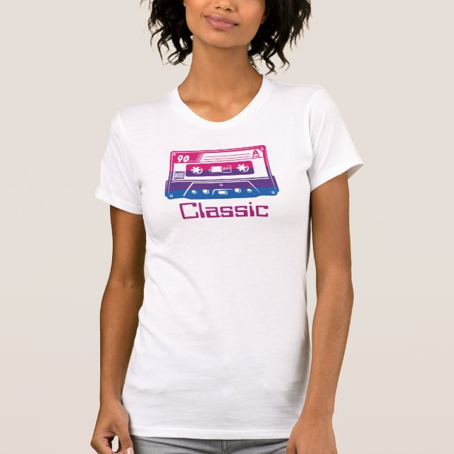 Classic Mix Cassette Tape Retro Purple Blue T-Shirt (Front)