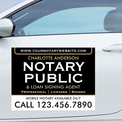 Classic Mobile Notary Public Gold Black White Car Magnet