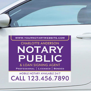 Classic Mobile Notary Public Gold Dark Purple Car Magnet