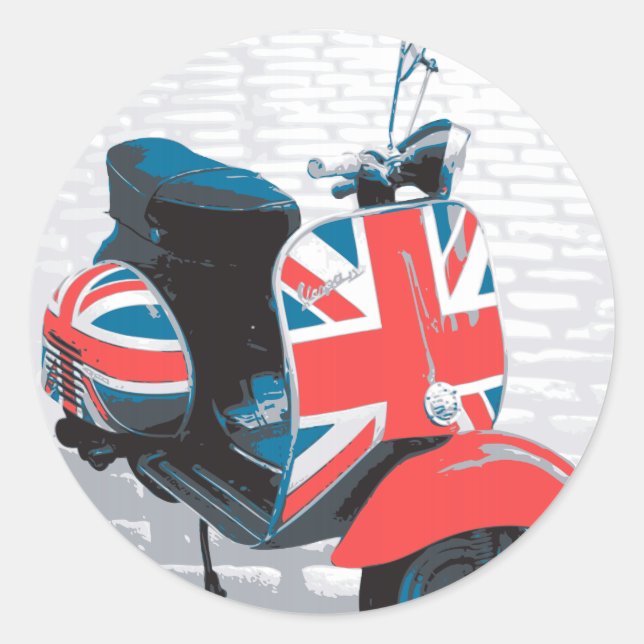 Classic Mod Scooter Classic Round Sticker (Front)