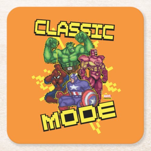 Classic Mode Marvel Video Game Character Sprites Square Paper Coaster