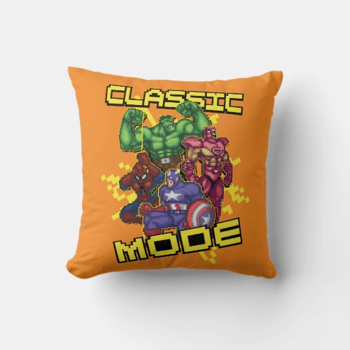 Classic Mode Marvel Video Game Character Sprites Throw Pillow
