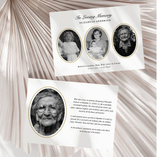 Classic Modern 4-Photo Printed/Downloadable Death Announcement