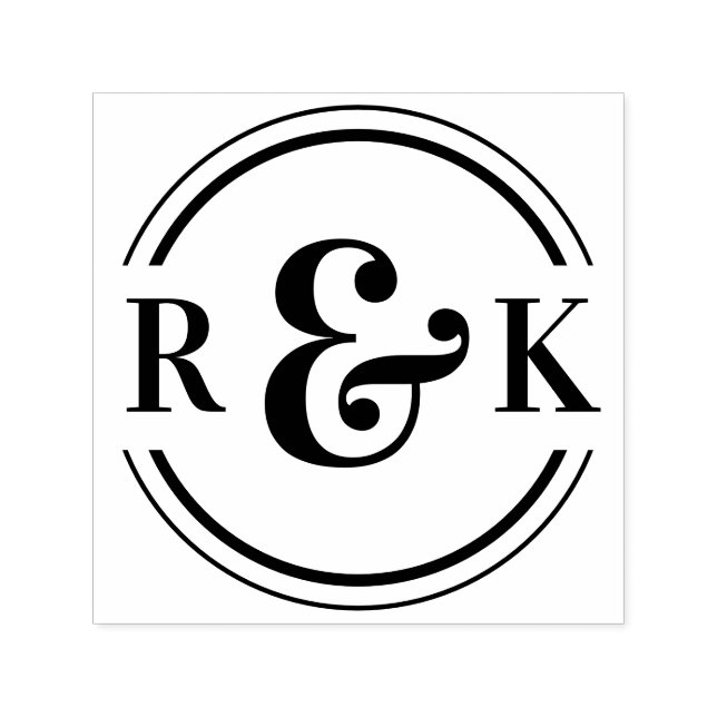 Classic Modern Ampersand Two Monogram Initials Self-inking Stamp (Design)