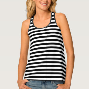 Classic Modern Black and White Horizontal Striped  Tank Top