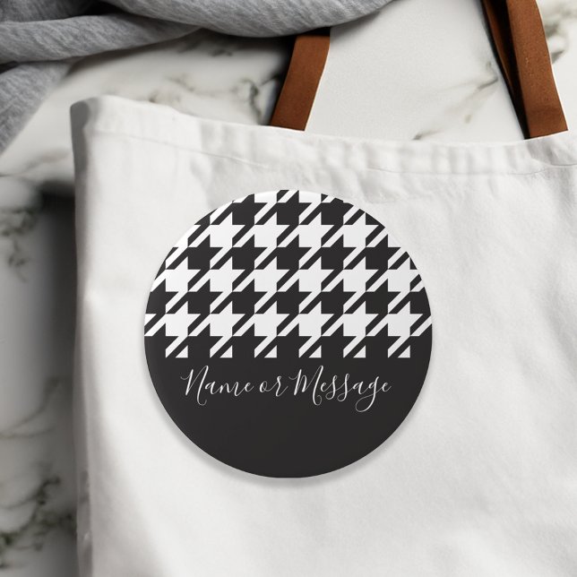 Classic Modern Black and White Houndstooth Button (Creator Uploaded)