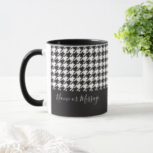 Classic Modern Black and White Houndstooth Coffee Mug