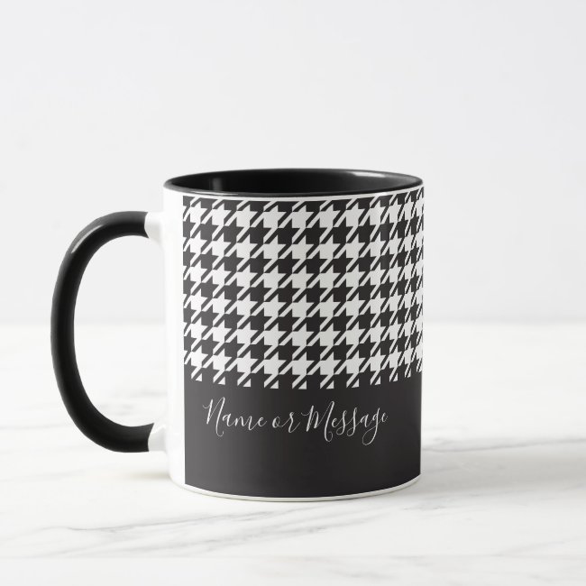 Classic Modern Black and White Houndstooth Coffee