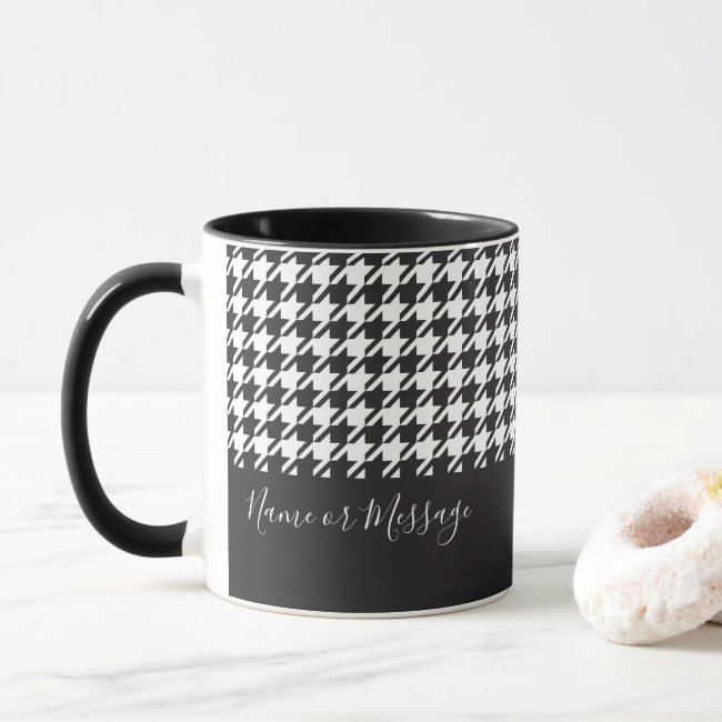 Classic Modern Black and White Houndstooth Coffee