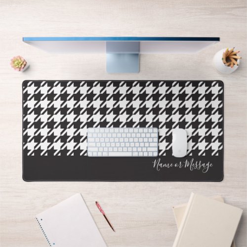 Classic Modern Black and White Houndstooth Desk Mat