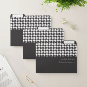 Classic Modern Black and White Houndstooth File Folder
