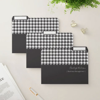 Classic Modern Black and White Houndstooth File Folder