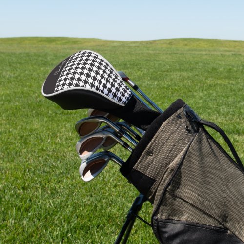 Classic Modern Black and White Houndstooth Golf Head Cover