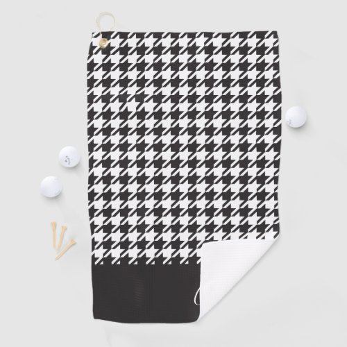 Classic Modern Black and White Houndstooth Golf Towel