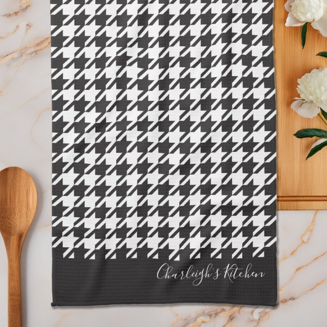 Classic Modern Black and White Houndstooth Kitchen Towel (Creator Uploaded)