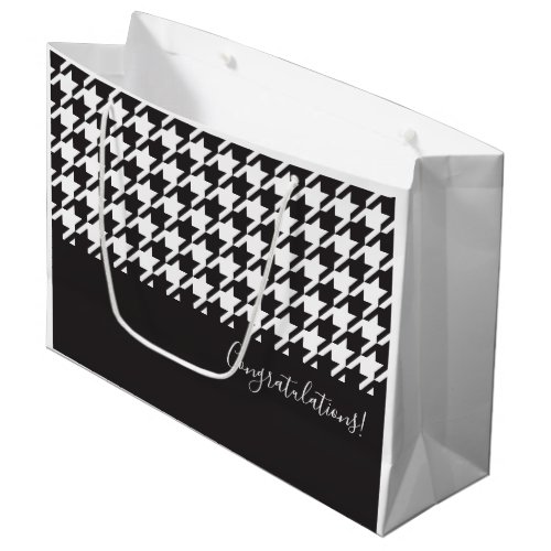 Classic Modern Black and White Houndstooth Large Gift Bag