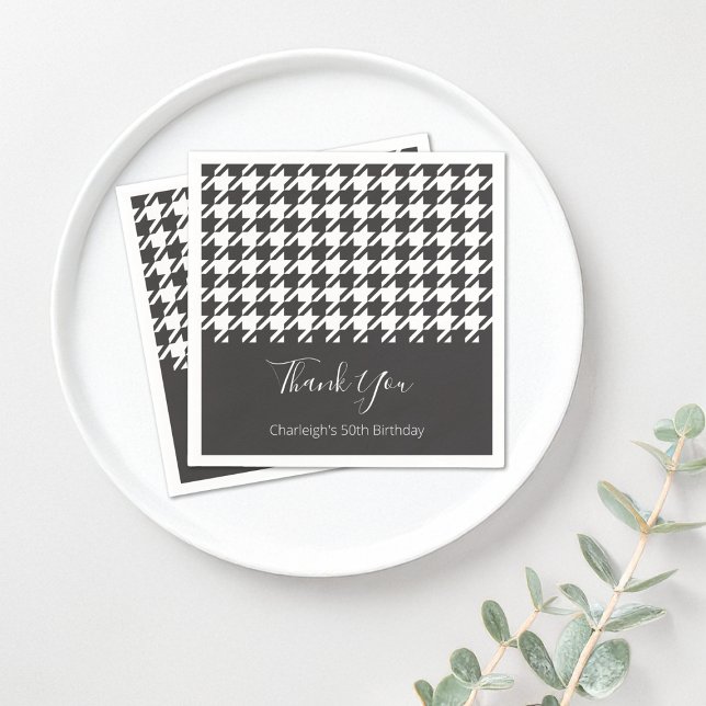 Classic Modern Black and White Houndstooth Paper Napkins (Creator Uploaded)