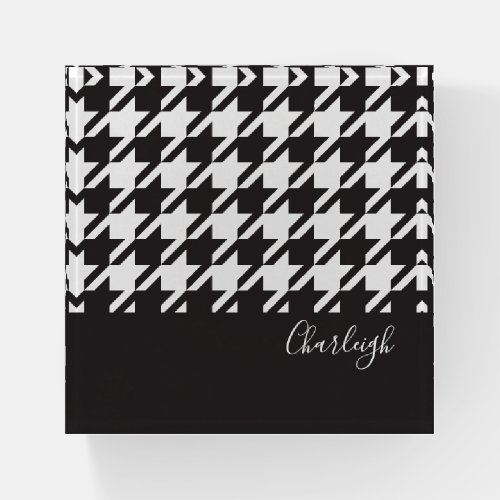 Classic Modern Black and White Houndstooth Paperweight