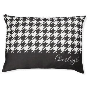 Classic Modern Black and White Houndstooth Pet Bed