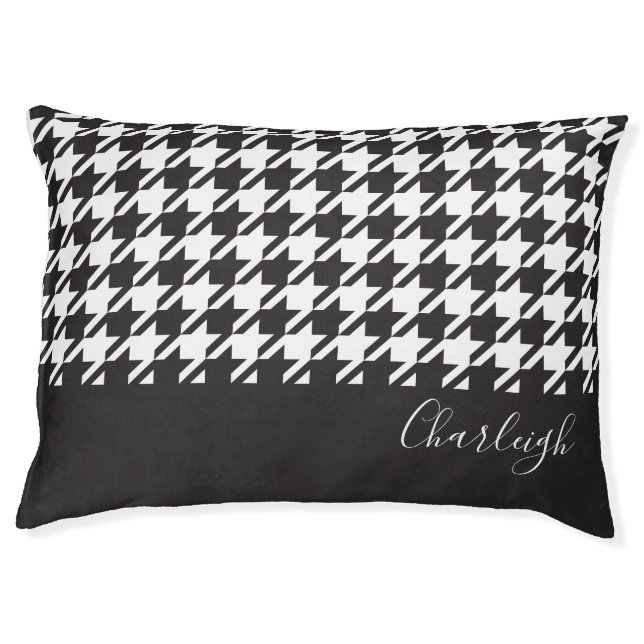 Classic Modern Black and White Houndstooth Pet Bed (Front)