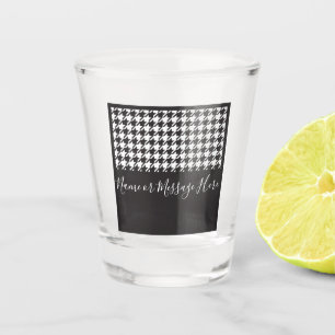 Classic Modern Black and White Houndstooth Shot Glass