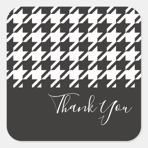 Classic Modern Black and White Houndstooth Square Sticker