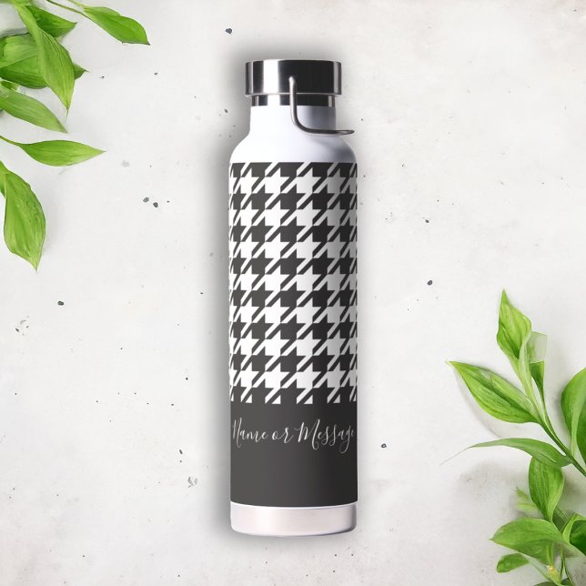 Classic Modern Black and White Houndstooth Water Bottle (Creator Uploaded)