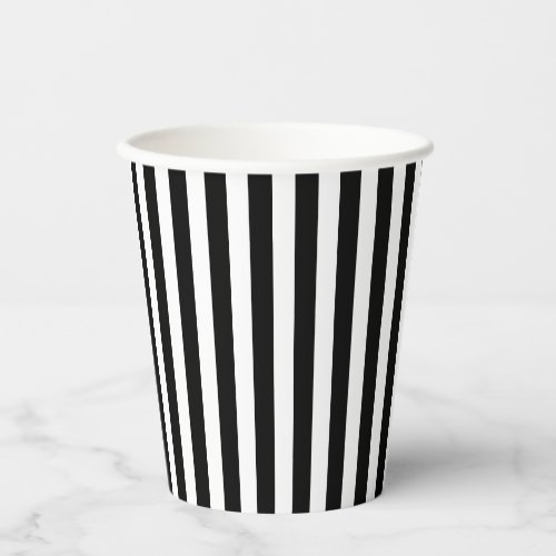 Classic Modern Black and White Vertical Striped Paper Cups