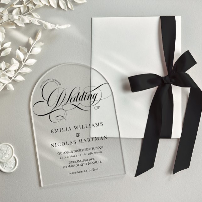 Classic Modern Black and White Wedding Acrylic Invitations (Creator Uploaded)