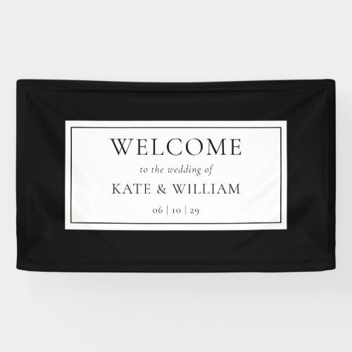 Classic Modern Black And White Wedding Welcome Banner